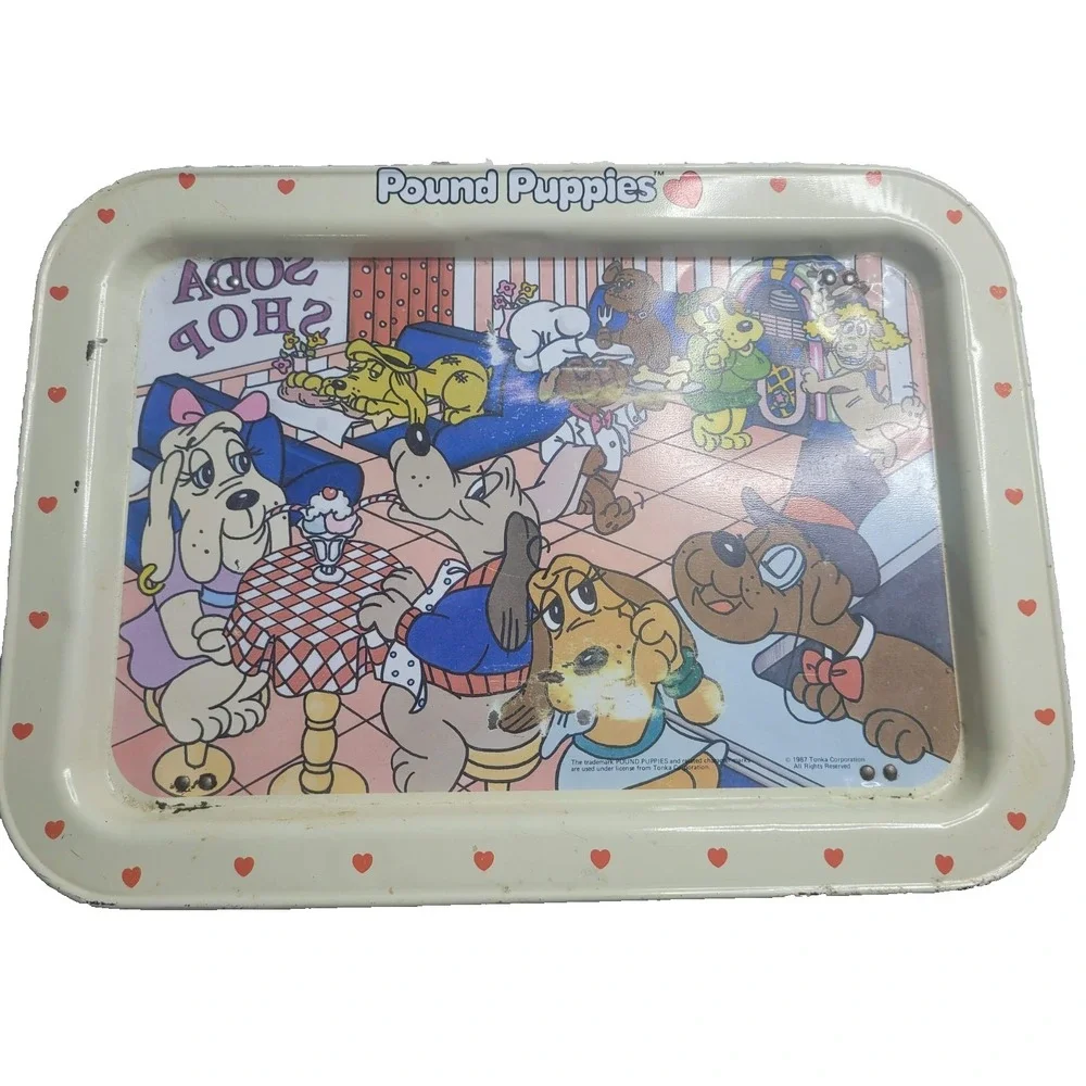 Vintage‎ 1987 Pound Puppies Metal TV Tray Tonka Corporation 1987